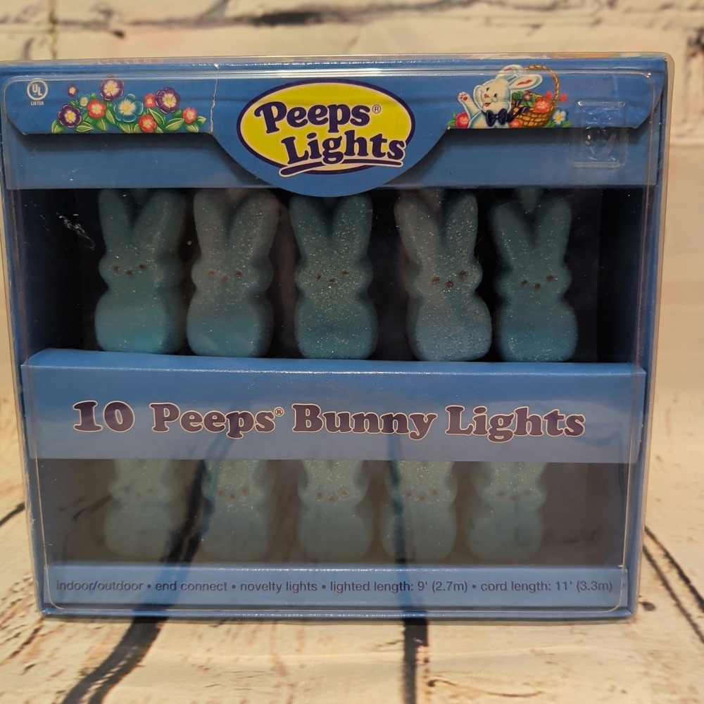 NIB Vintage Blue Peeps 10 Bunny Lights - Picture 2 of 7